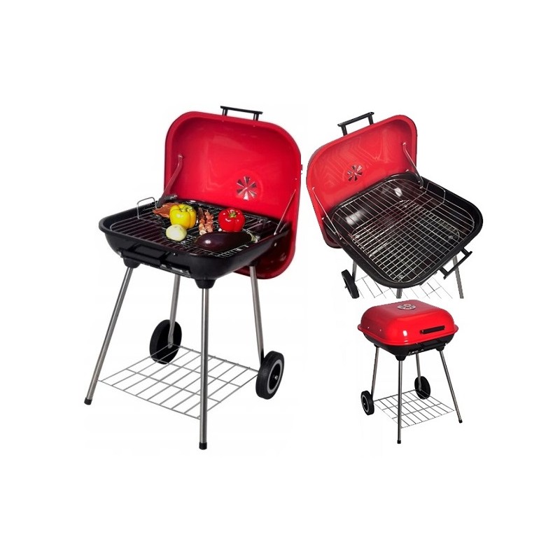 Didelė sodo grilis ant ratų su dangteliu