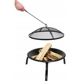 Plieninis židinys su atlenkiamomis kojelėmis, 56x39cm