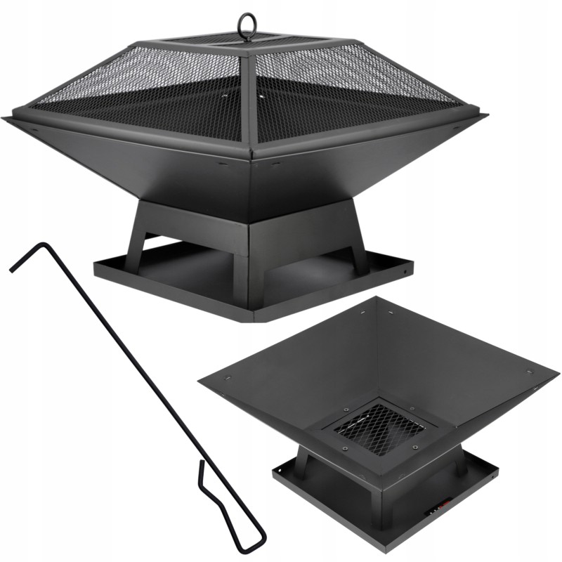 Steel firebox with cover 45 x 45cm