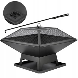 Plieninis židinys su dangteliu 45x45cm