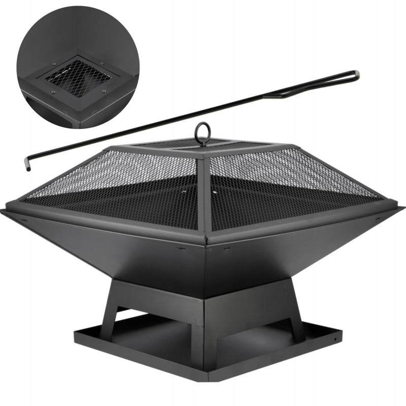 Plieninis židinys su dangteliu 45x45cm