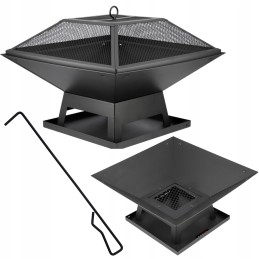 Plieninis židinys su dangteliu 45x45cm