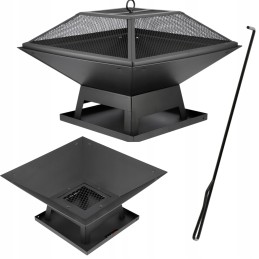 Plieninis židinys su dangteliu 45x45cm