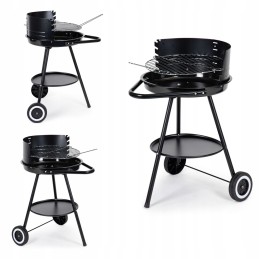 Round garden grill with adjustable grate height