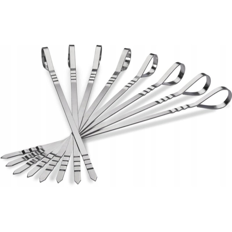 Eight multi-functional stainless steel skewers