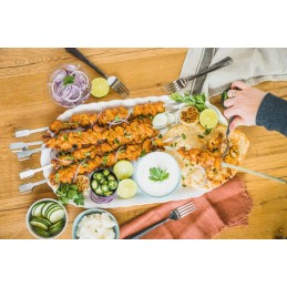 Eight multi-functional stainless steel skewers