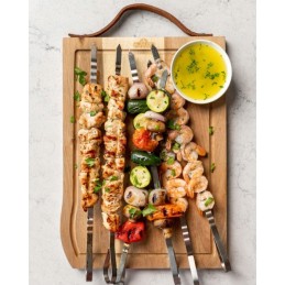 Eight multi-functional stainless steel skewers