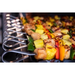 Eight multi-functional stainless steel skewers