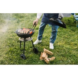 Sodo kepsninė su dangteliu, turistinė anglis, grotelės su pelenine