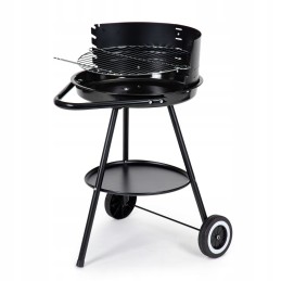 Round garden grill with adjustable grate height