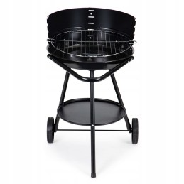 Round garden grill with adjustable grate height