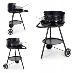 Round garden grill with adjustable grate height