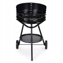 Round garden grill with adjustable grate height