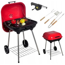 Didelė sodo grilis ant ratukų su dangteliu + priedai