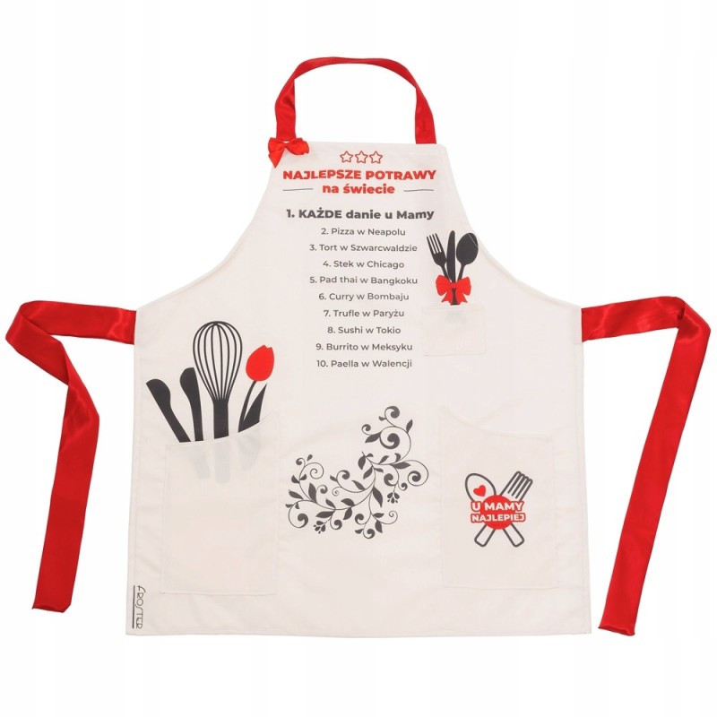 Moteriška virtuvės prijuostė su kišenėmis kaip dovana mamos gimtadienio proga