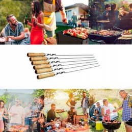 6x bbq skewers shashlik skewers fire sticks stainless steel 55cm