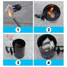 ☀️ chimney for lighting coal, briquettes for the grill