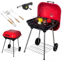 Didelė sodo grilis ant ratukų su dangteliu + priedai