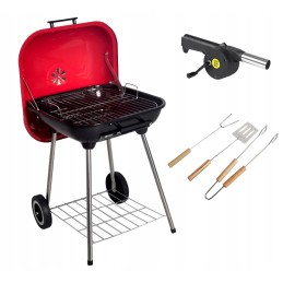 Didelė sodo grilis ant ratukų su dangteliu + priedai