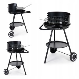 Round garden grill with adjustable grate height