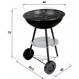 Apvalios gnk-01 anglies kepsninės ant ratų su dangteliu ir pelenų indu iš Webben