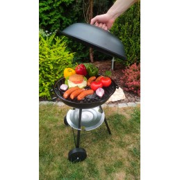 Apvalios gnk-01 anglies kepsninės ant ratų su dangteliu ir pelenų indu iš Webben