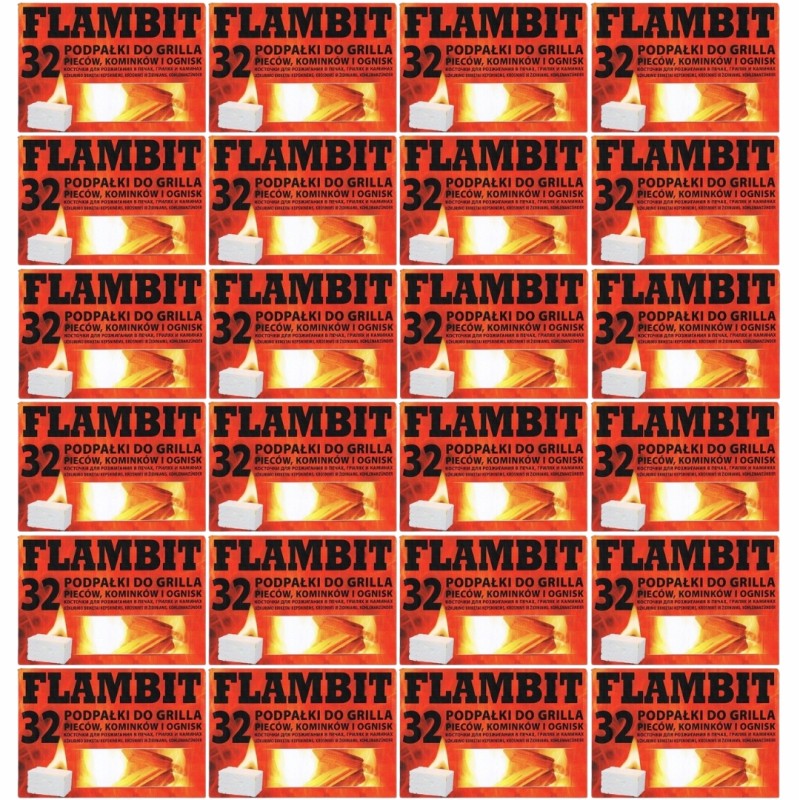 Flambit kūrenimas griliui, viryklėms ir židiniams, baltas kubas, rinkinys 24x32 vnt.