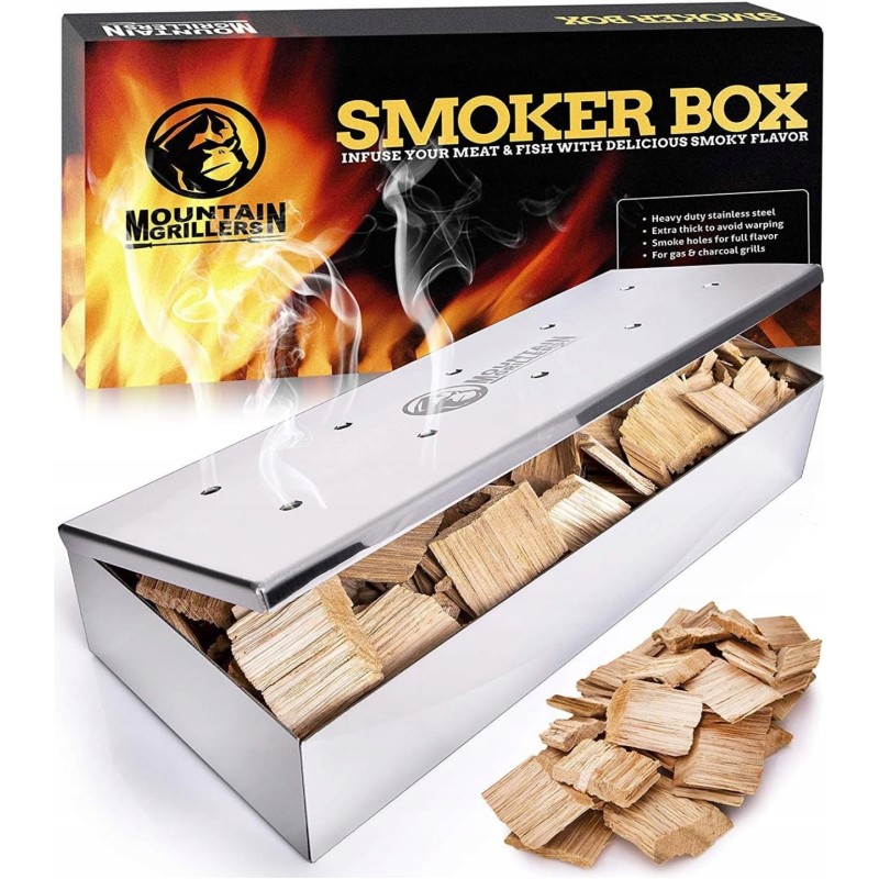 Wood boxes for smoking smoker box for grill grilling aroma steel