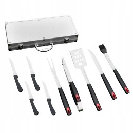 Nerūdijančio plieno bbq grilio priedų rinkinys 9in1 + lagaminas