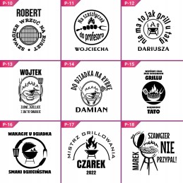 Grilio priedai pridedami prie lentos, jūsų graviravimas