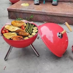 Nešiojami nedideli turistinio sodo anglių griliai su dangteliu