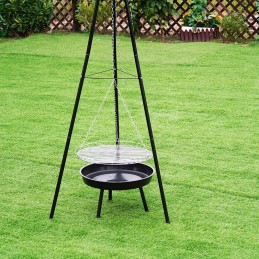 Sodo židinys ir grilis su apvaliomis grotelėmis vl08 juoda