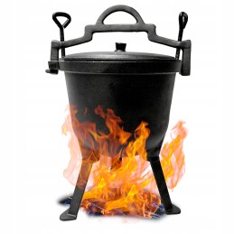 Ketaus medžioklinis virdulys, 5 l, šašlykui, laužui