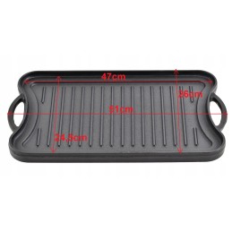 Malmist grillplaat kaminale, kahepoolne grillpann, 51x26 cm
