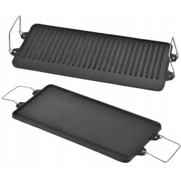 Cast iron double-sided plate grill grate 52 x 25cm grill pan for campfire