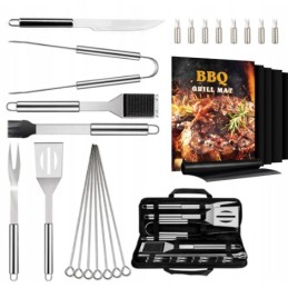 Kepsninės komplektas, priedai, kepsninės reikmenys 21 viename, 4x kilimėliai