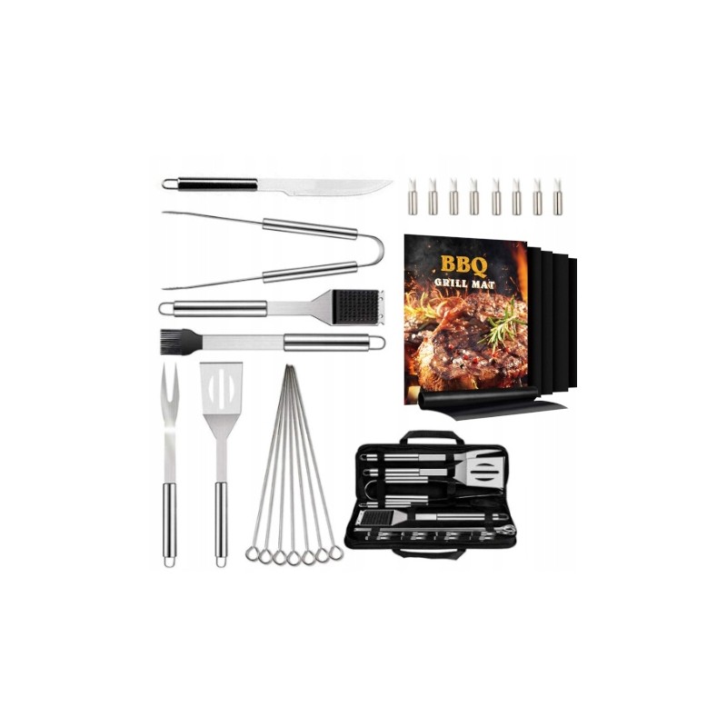 Kepsninės komplektas, priedai, kepsninės reikmenys 21 viename, 4x kilimėliai