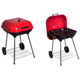 Nešiojama sodo anglių kepsninė ant ratų su dangteliu, grotelėmis 40 x 40 cm