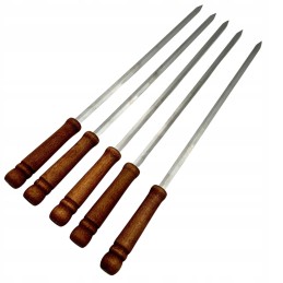 Šaš kebabo drožlės 10 vnt, nerūdijančio plieno kepsninės vėrinukai 44cm + kabykla