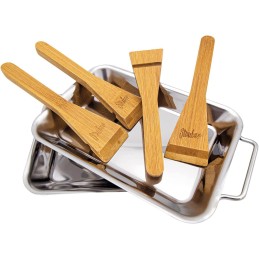 Grill pans premium stainless steel 2 pieces wooden spoons