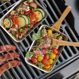 Premium roostevabast terasest grillpannid, 2 tk, puulusikad
