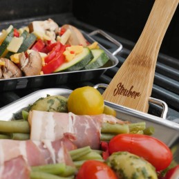 Premium roostevabast terasest grillpannid, 2 tk, puulusikad