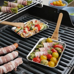 Premium roostevabast terasest grillpannid, 2 tk, puulusikad