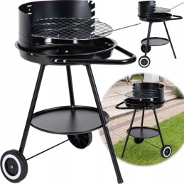 Garden grill round grate with adjustable grate height 42cm wheels