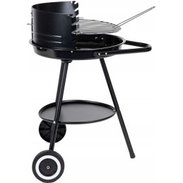 Garden grill round grate with adjustable grate height 42cm wheels