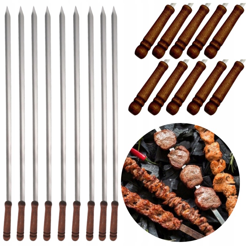 Skewers champagne sticks for barbecue skewers grill stainless steel 45cm. x10