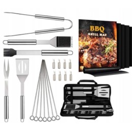 Grilio rinkinys, priedai, bbq grilio įrankiai 20in1, 4x kilimėlis