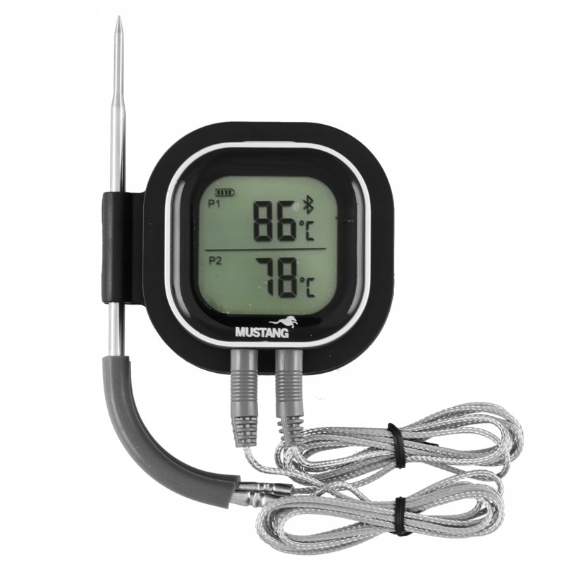 Skaitmeninis grilio termometras su Bluetooth, 2 zondai -50° +300° - mustangas