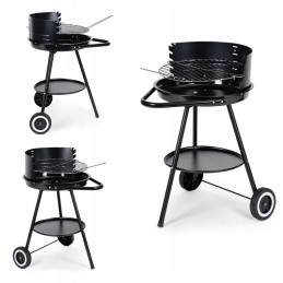 Round garden grill with adjustable grate height
