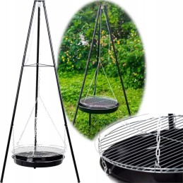 Kepsninė, sodo laužavietė, grilis su grotelėmis, 45 cm, trikojis